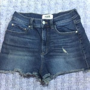 VS PINK dark wash denim shorts